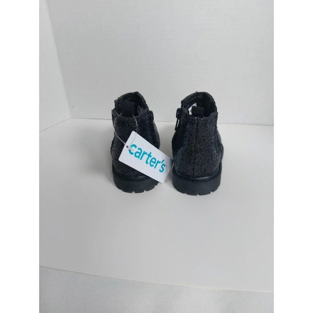 Carter's Bessy Boots Toddler‎ Girls Black Glitter Chelsea Zip Size 6